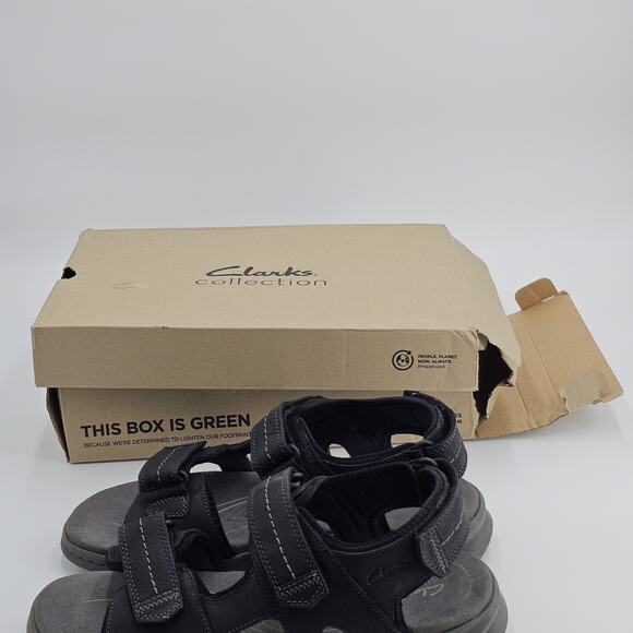 Mens Clarks Walkford Walk Sandals - Black Leather 10.5 W New NWT